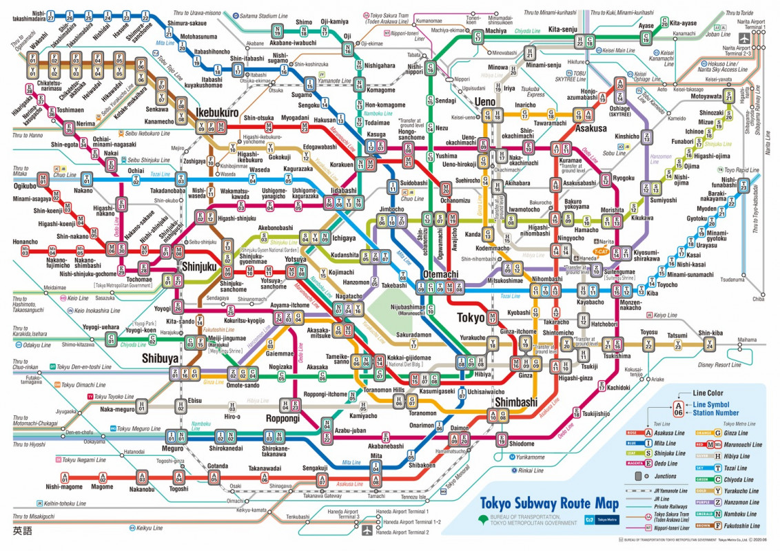 tokyo subway route map 1500